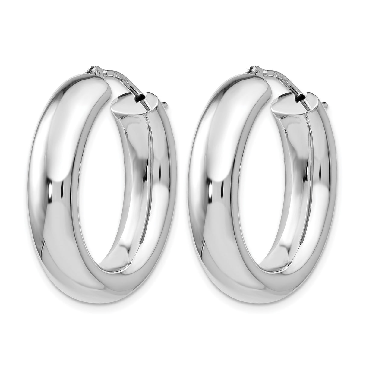Sterling Silver Oval Hoop Earrings with High Polish Finish and Hinged Back for Women