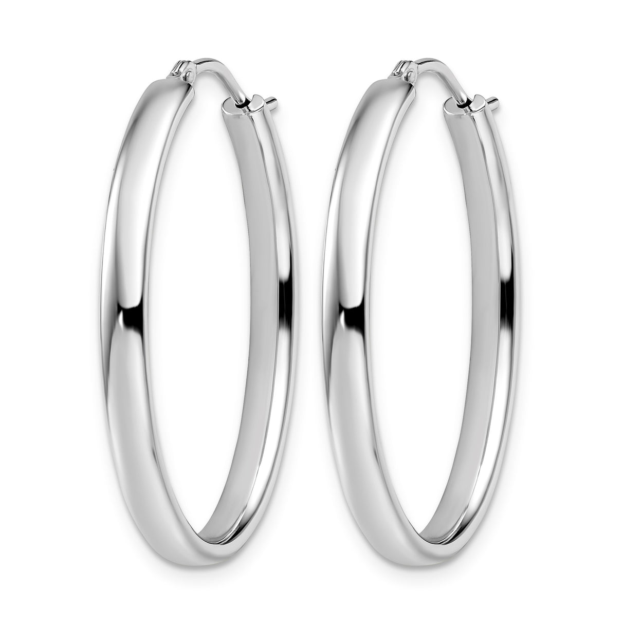 Sterling Silver Oval Hoop Earrings, Polished Finish, Lightweight Classic Design