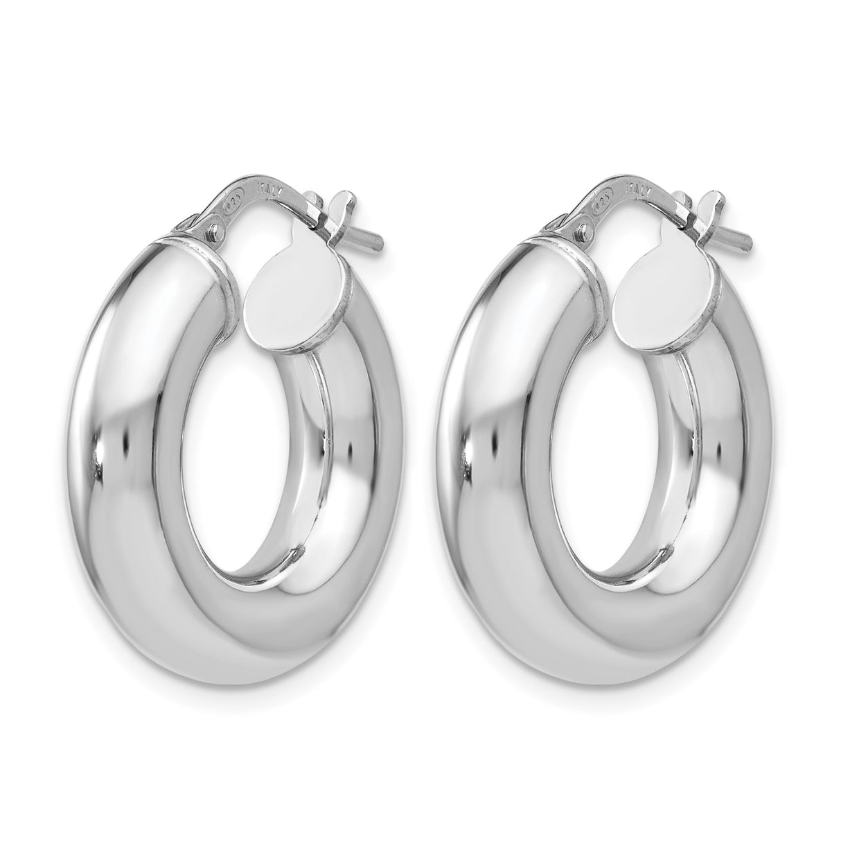 Sterling Silver Hoop Earrings, Chunky Polished Round Design, Classic Everyday Style for Women