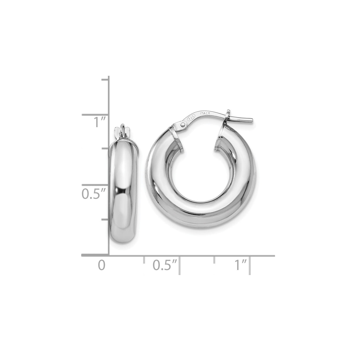 Sterling Silver Hoop Earrings, Chunky Polished Round Design, Classic Everyday Style for Women