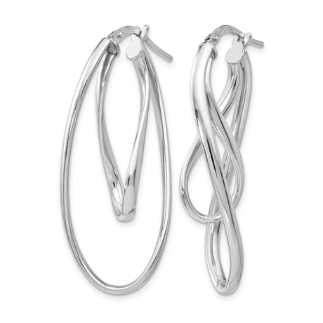 Sterling Silver Twisted Teardrop Hoop Earrings, Lightweight Modern Fluid Oval Design