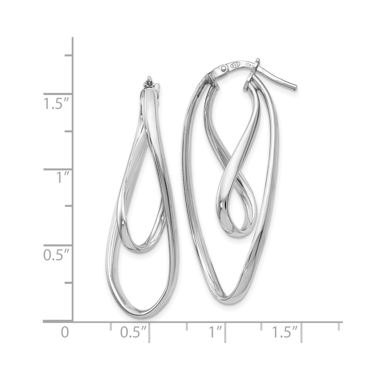 Sterling Silver Twisted Teardrop Hoop Earrings, Lightweight Modern Fluid Oval Design