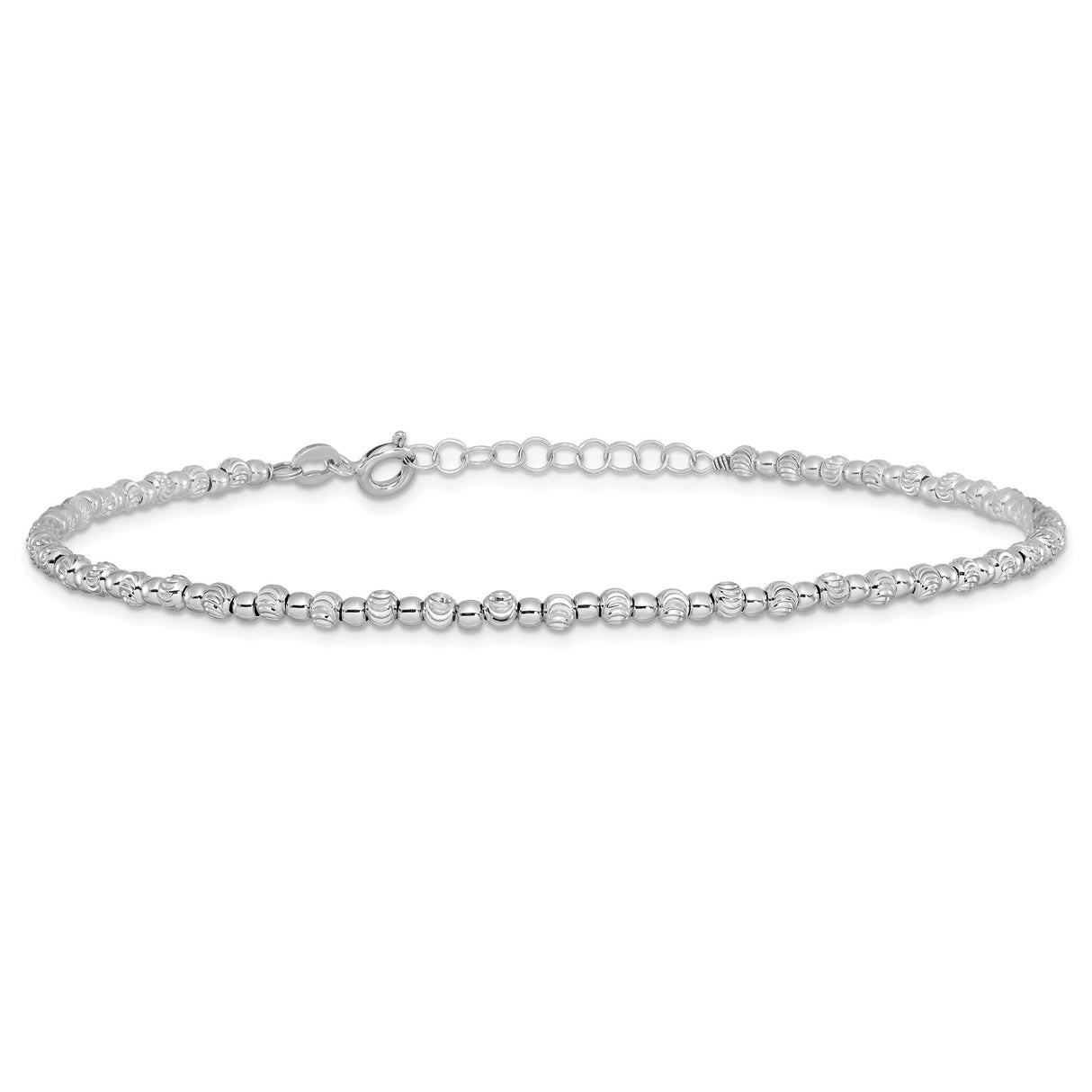 925 White Gold 3 mm Polished Chain Anklet alternate angle