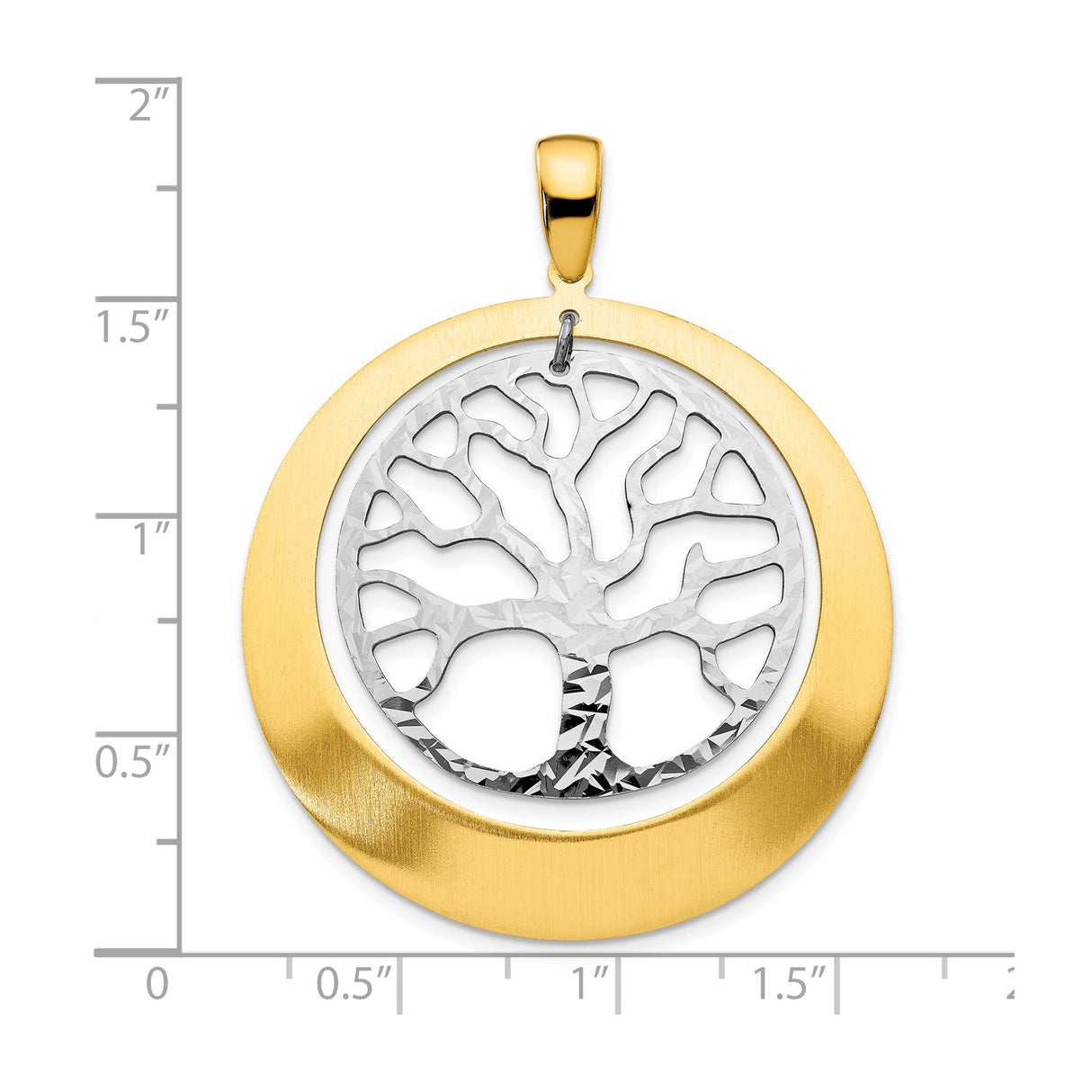 Sterling Silver Tree of Life Pendant with Gold Plated Cutout Medallion for Women