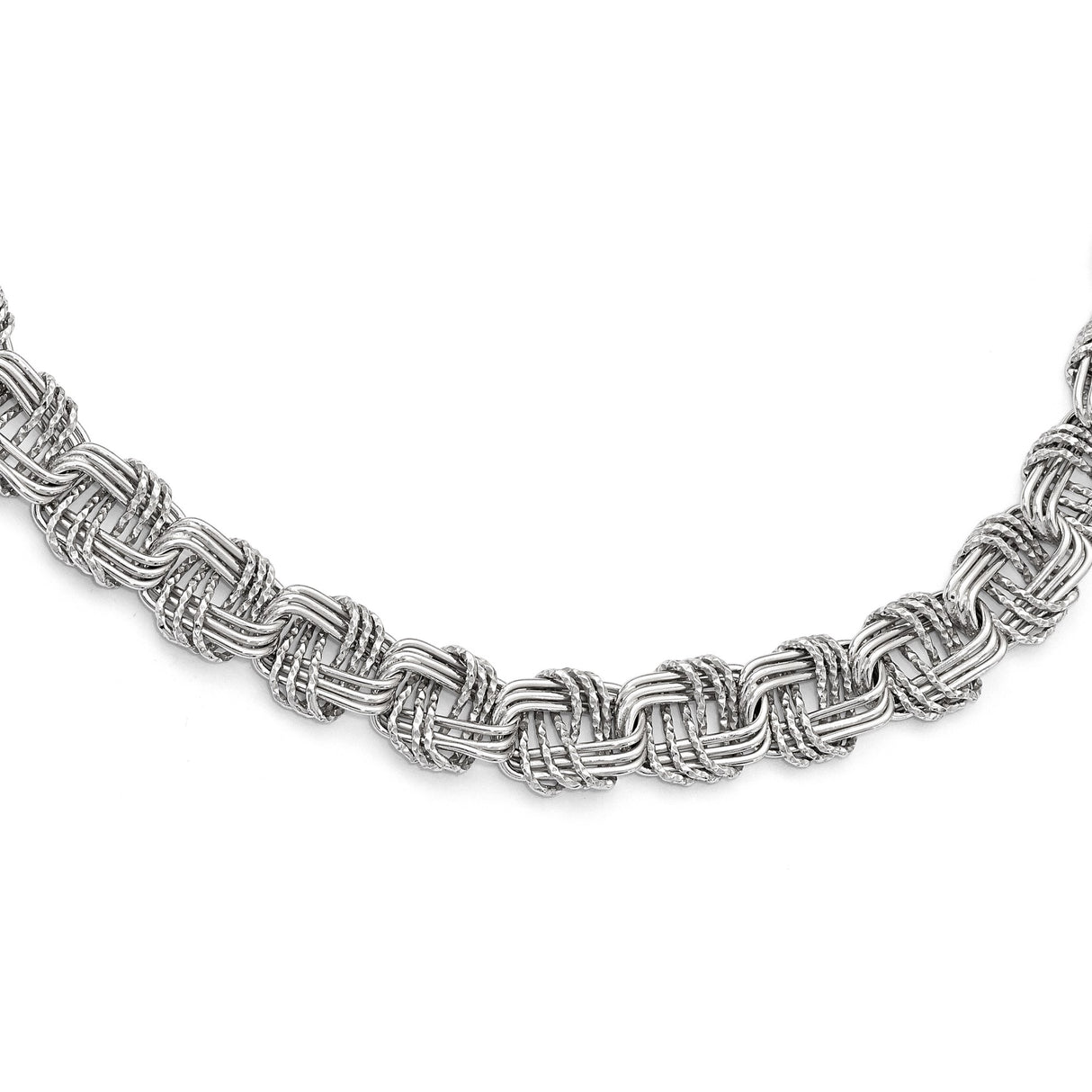 925 White Gold 12 mm Polished Chain Necklace alternate angle
