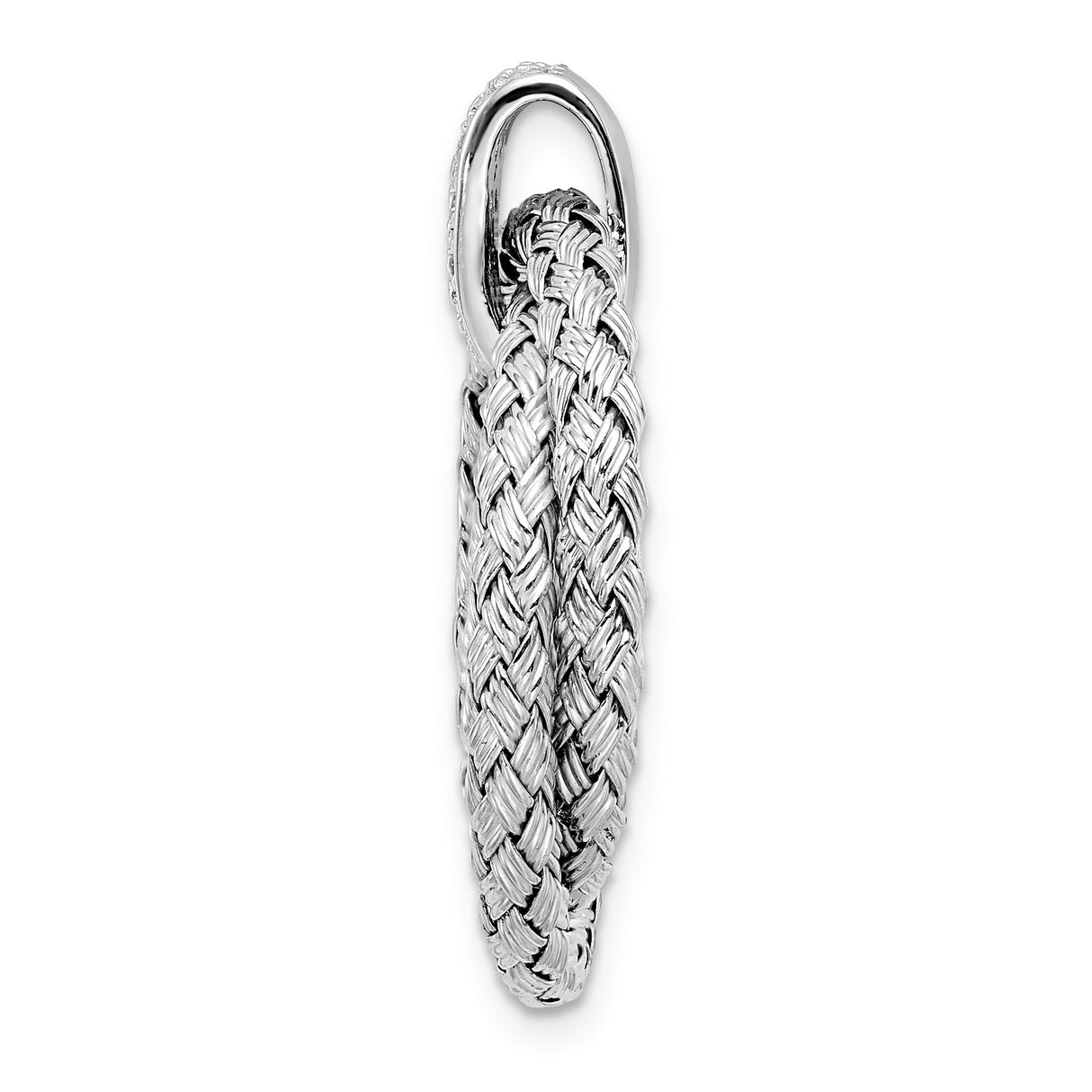 Sterling Silver Circle Pendant with Braided Design and Cubic Zirconia Bail