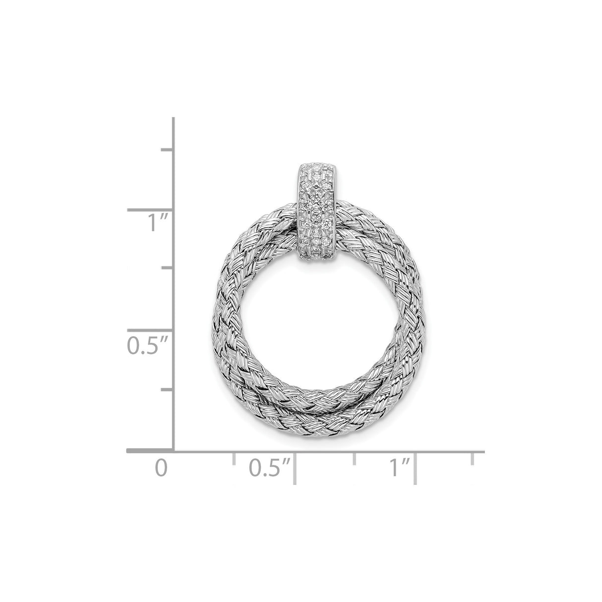 Sterling Silver Circle Pendant with Braided Design and Cubic Zirconia Bail