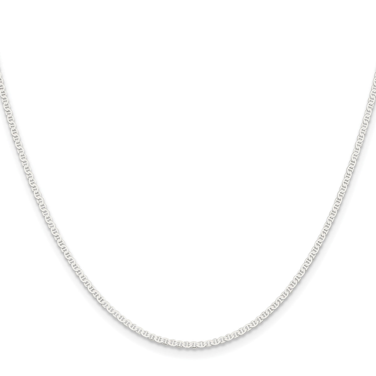 925 White Gold 1.85 mm Anchor Chain Necklace