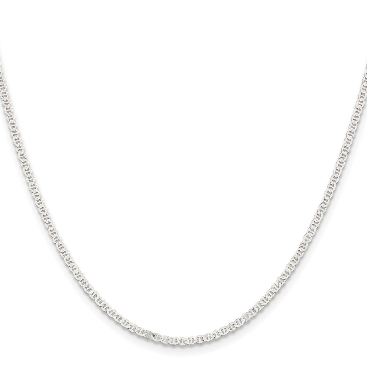925 White Gold 2.25 mm Anchor Chain Necklace