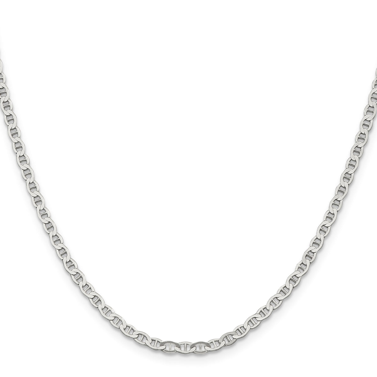 925 White Gold 3.1 mm Polished Chain Necklace