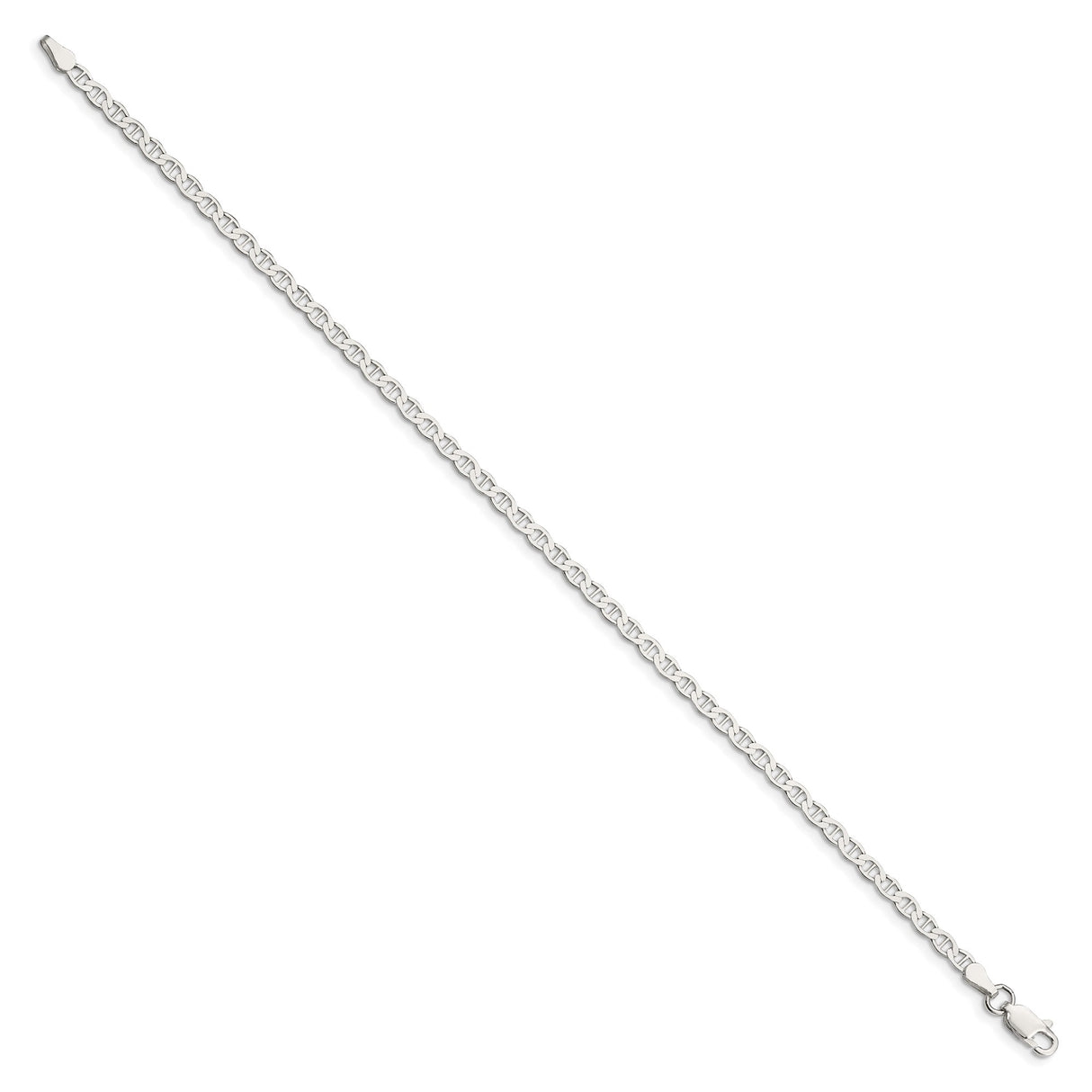 925 White Gold 3.1 mm Polished Chain Anklet