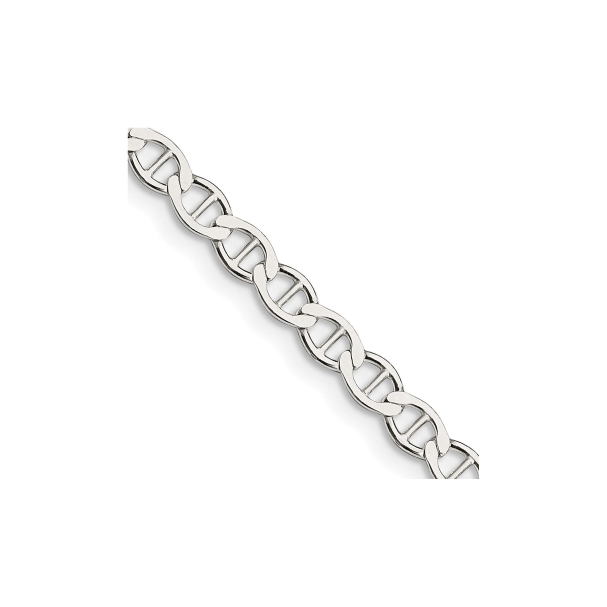 925 White Gold 4 mm Polished Chain Necklace detail view
