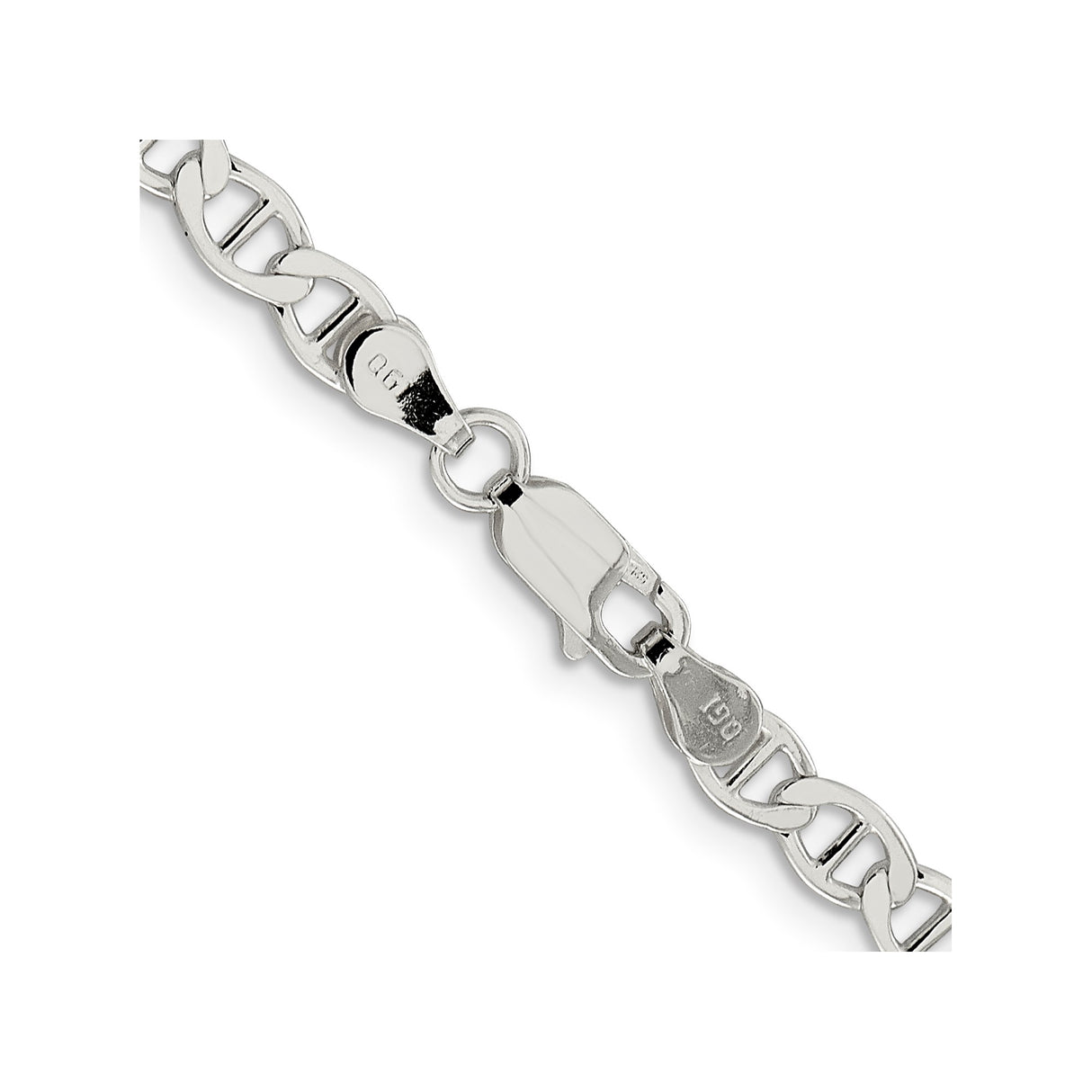925 White Gold 4.75 mm Polished Chain Necklace alternate angle