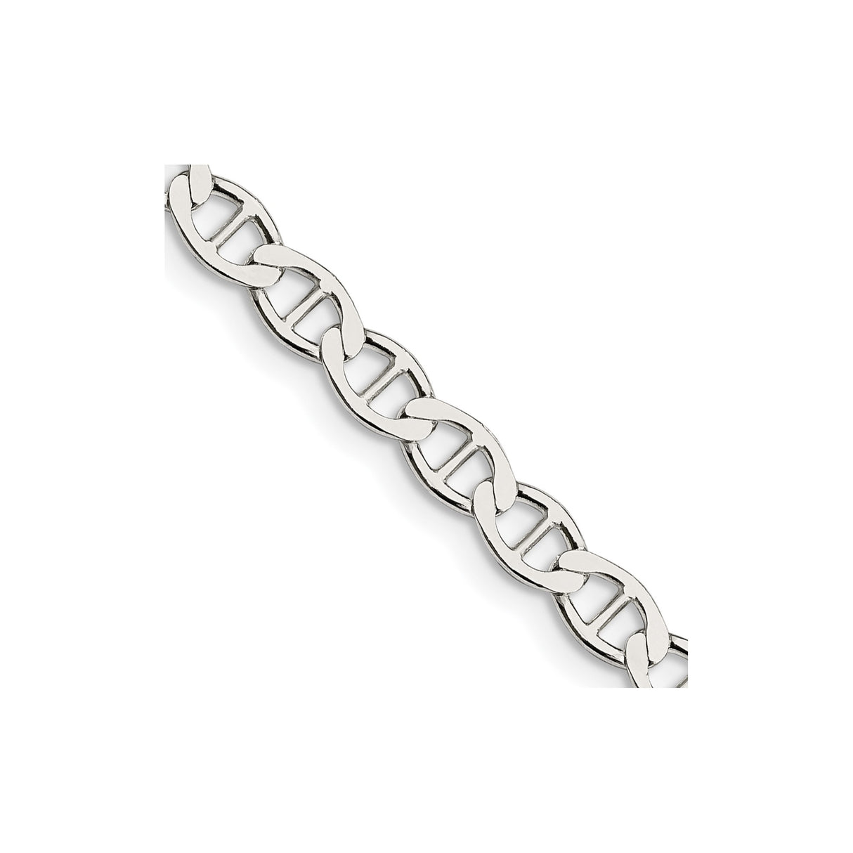 925 White Gold 4.75 mm Polished Chain Necklace detail view