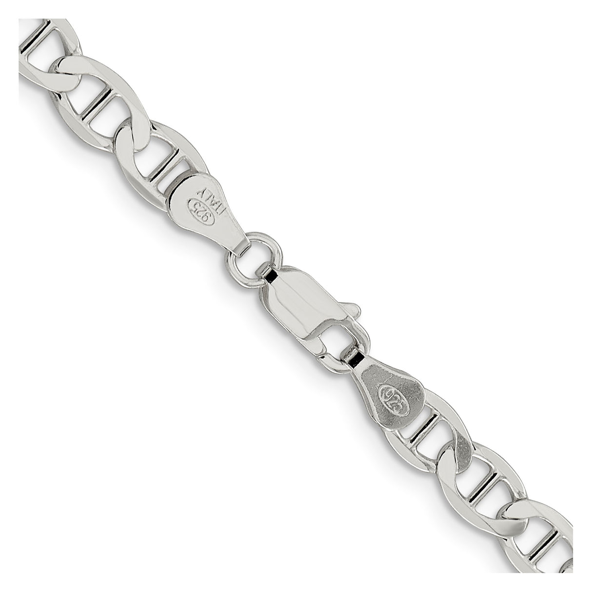 925 White Gold 5.7 mm Polished Chain Necklace alternate angle