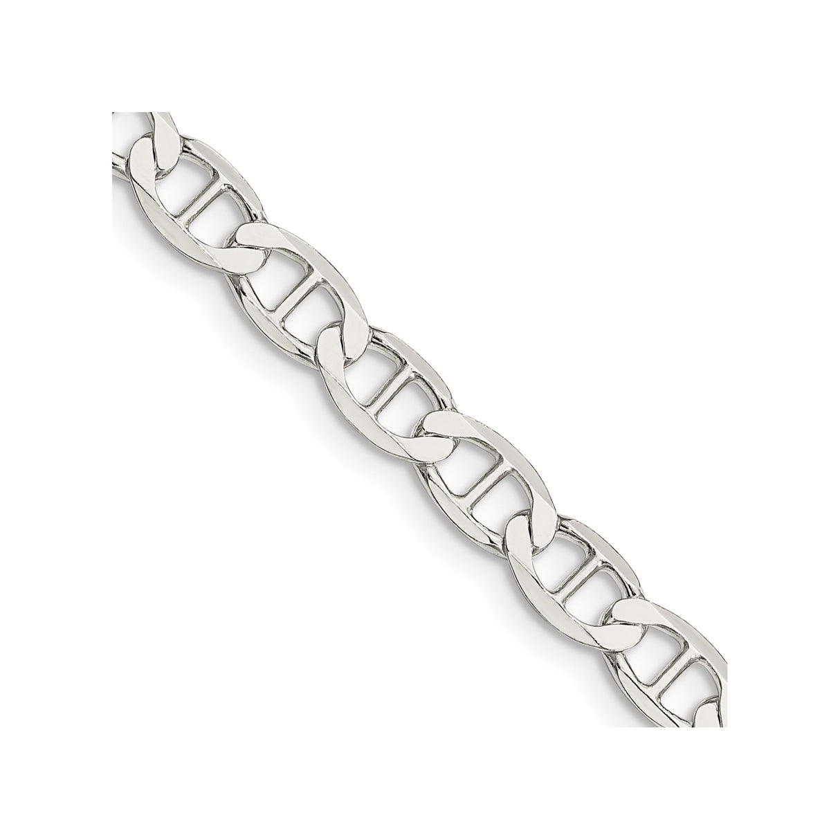 925 White Gold 5.7 mm Polished Chain Necklace detail view