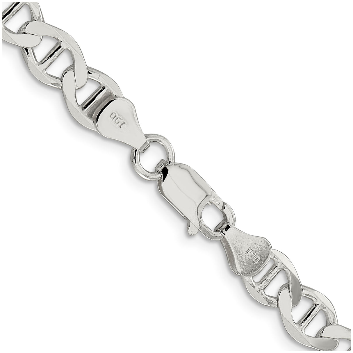 925 White Gold 7.1 mm Polished Chain Necklace alternate angle