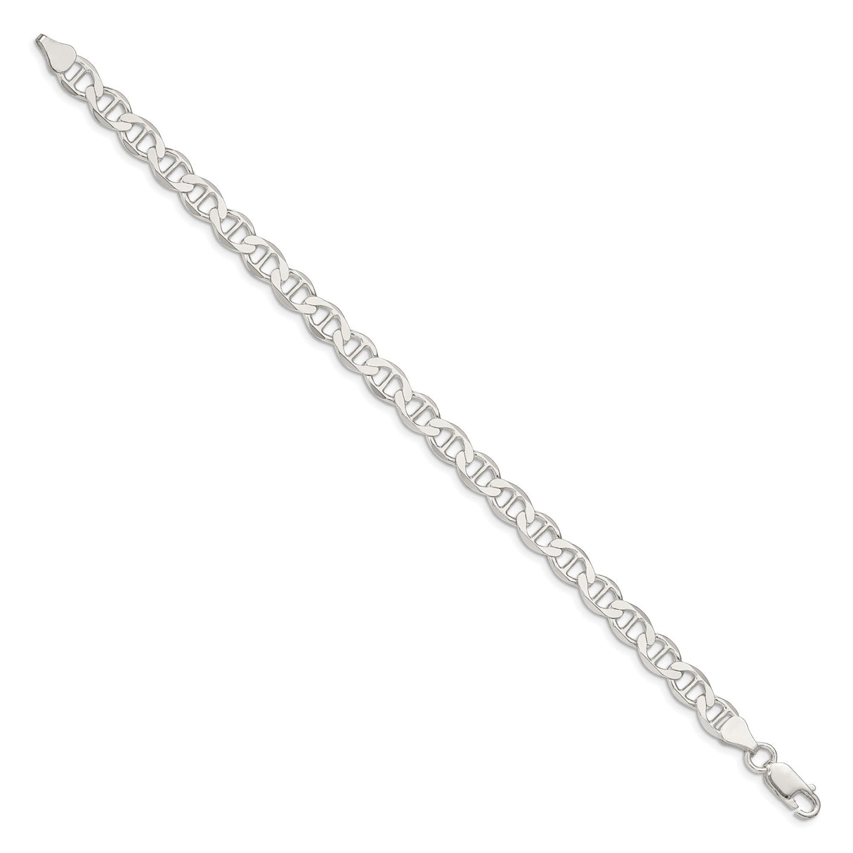 925 White Gold 7.1 mm Polished Chain Anklet