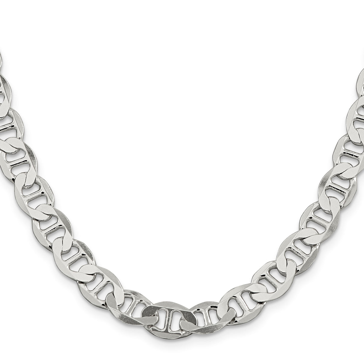 925 White Gold 8.9 mm Polished Chain Necklace