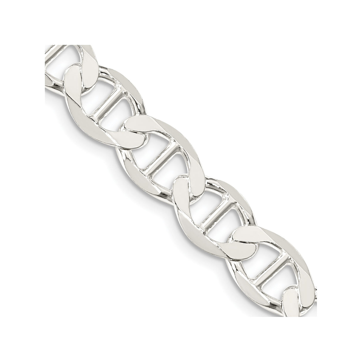 925 White Gold 8.9 mm Polished Chain Necklace detail view