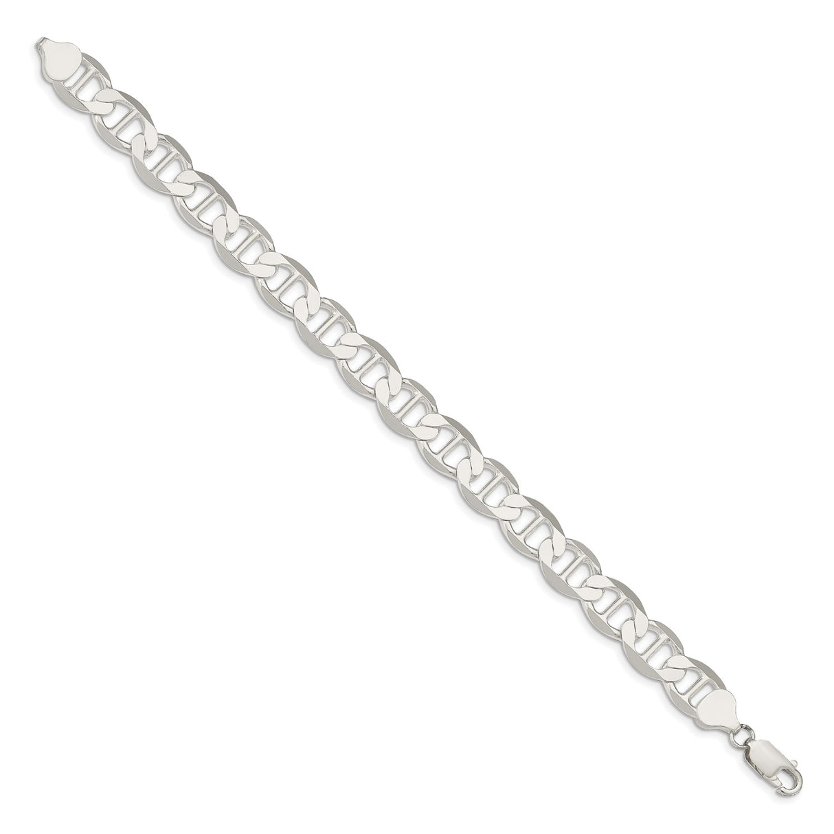 925 White Gold 9.95 mm Polished Chain Anklet