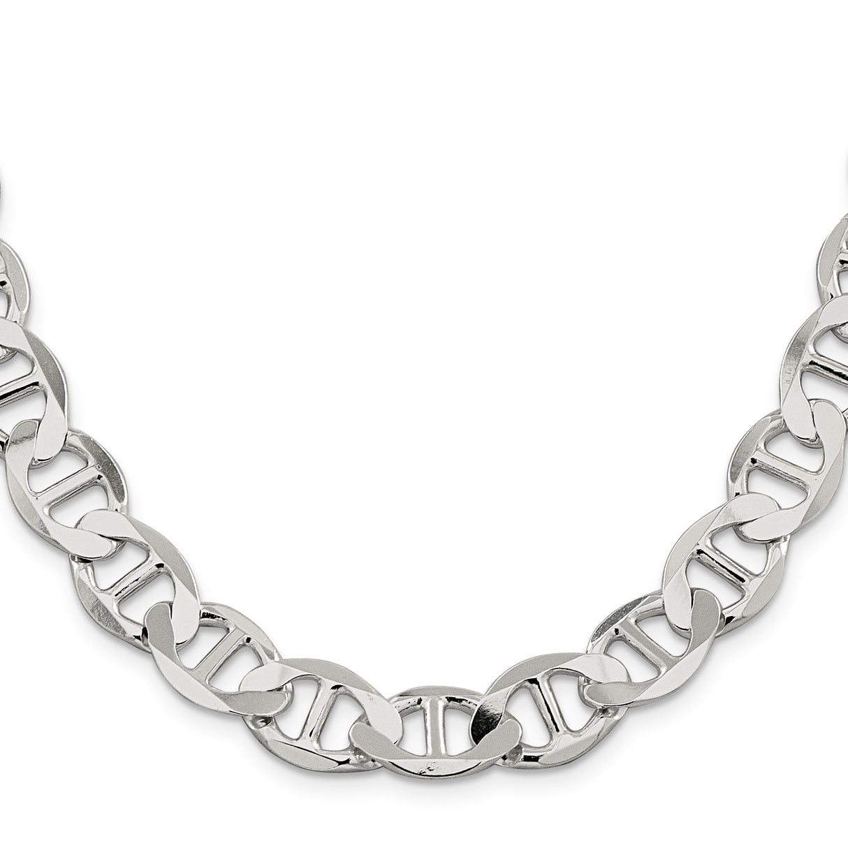 925 White Gold 12.3 mm Polished Chain Necklace