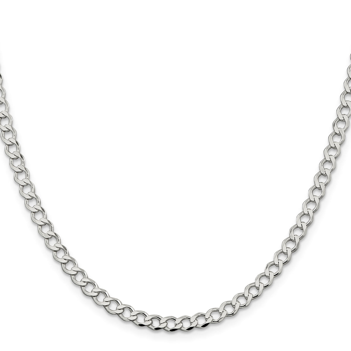 925 White Gold 4.5 mm Curb Chain Necklace, Polished