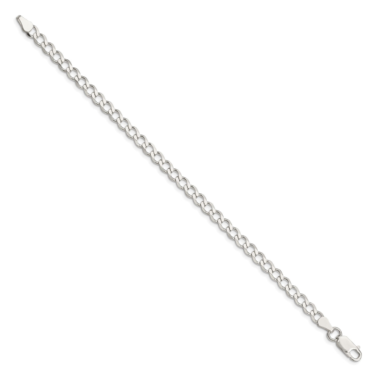 925 White Gold 5.3 mm Curb Chain Bracelet, Polished