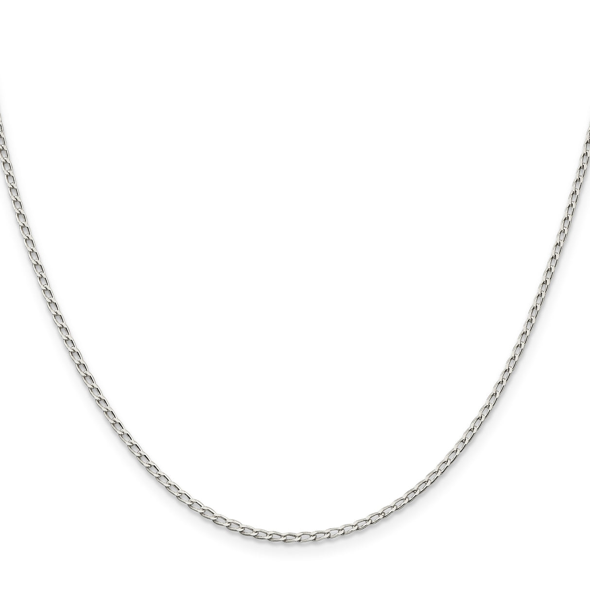 925 White Gold 1.5 mm Polished Chain Necklace, Solid
