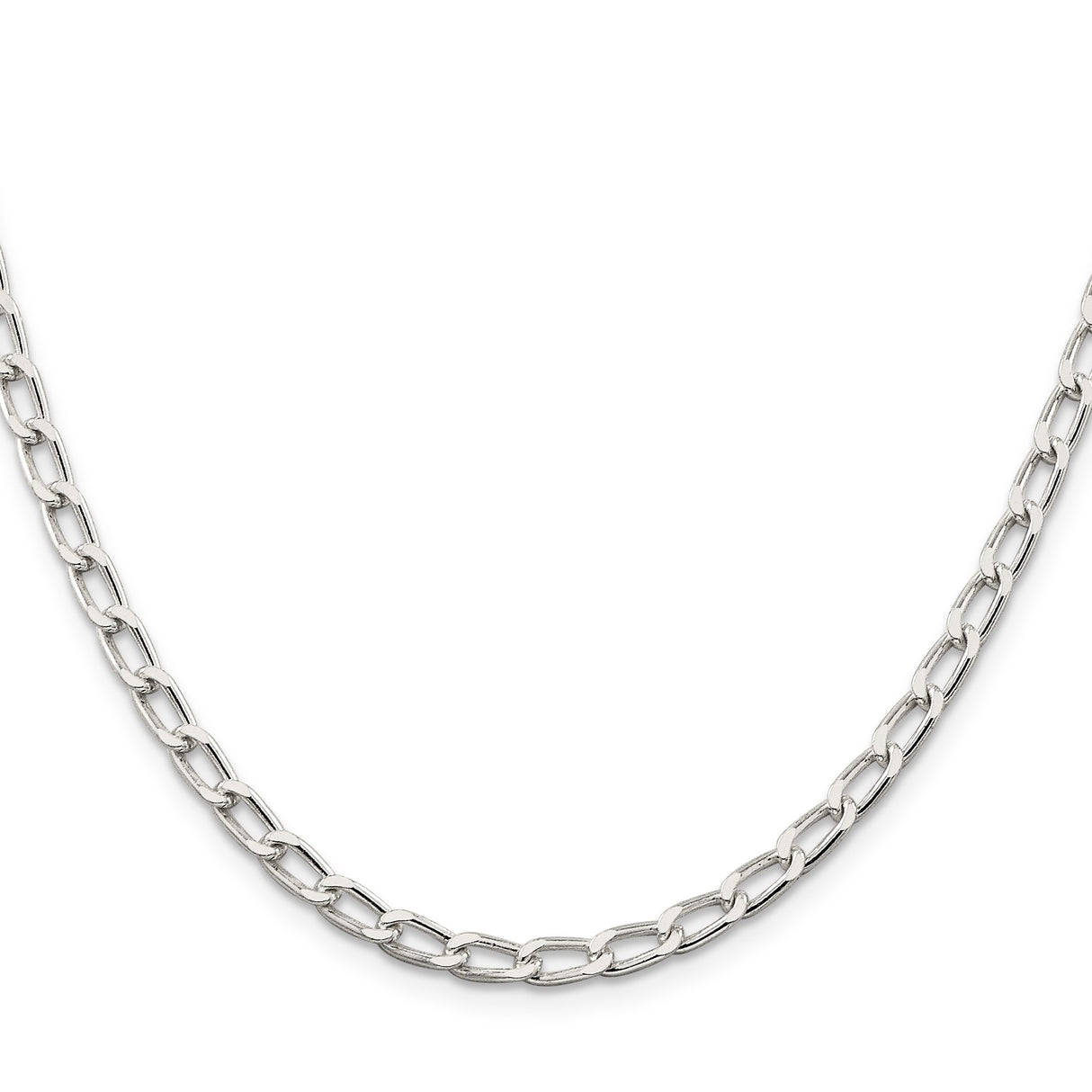 925 White Gold 4.3 mm Polished Chain Necklace, Solid