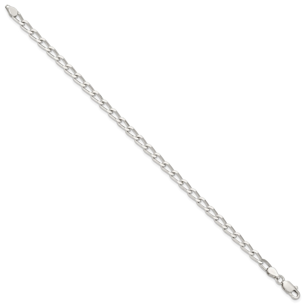925 White Gold 4.3 mm Polished Chain Bracelet, Solid