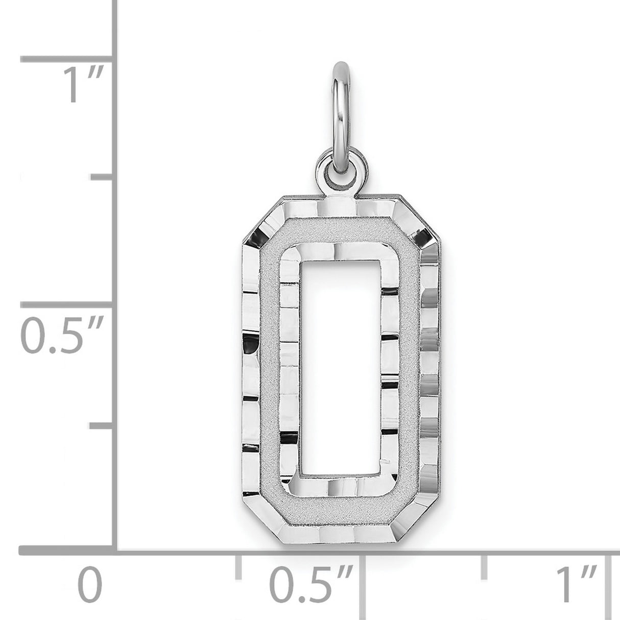 Sterling Silver Pendant Charm, Octagon Number 0 Design with Polished and Textured Finish