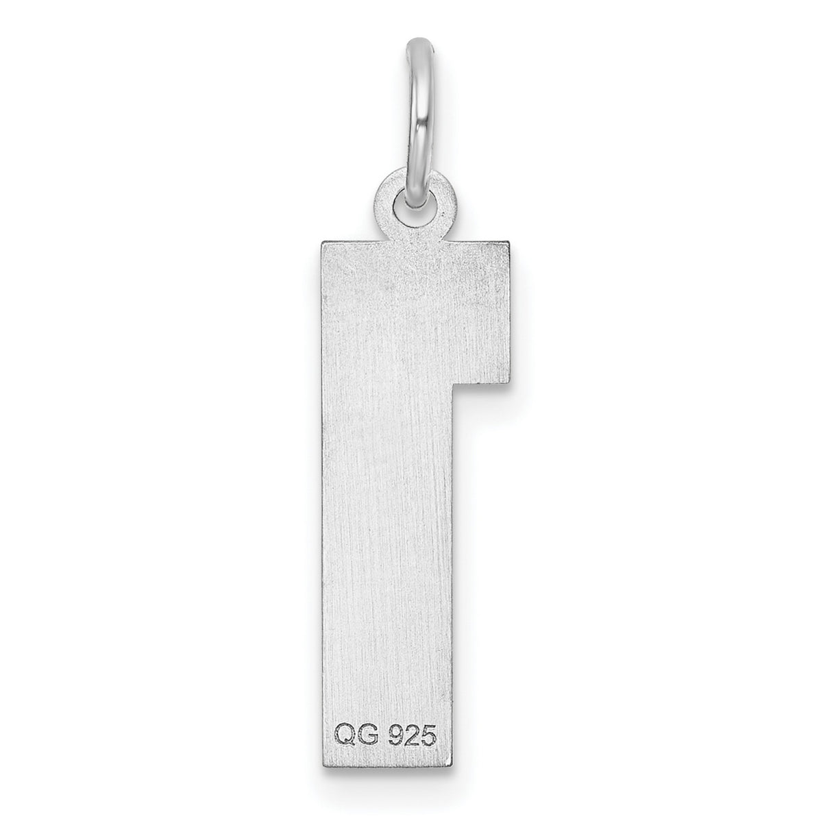 Sterling Silver Number One Pendant Charm with Textured Center and Polished Edge