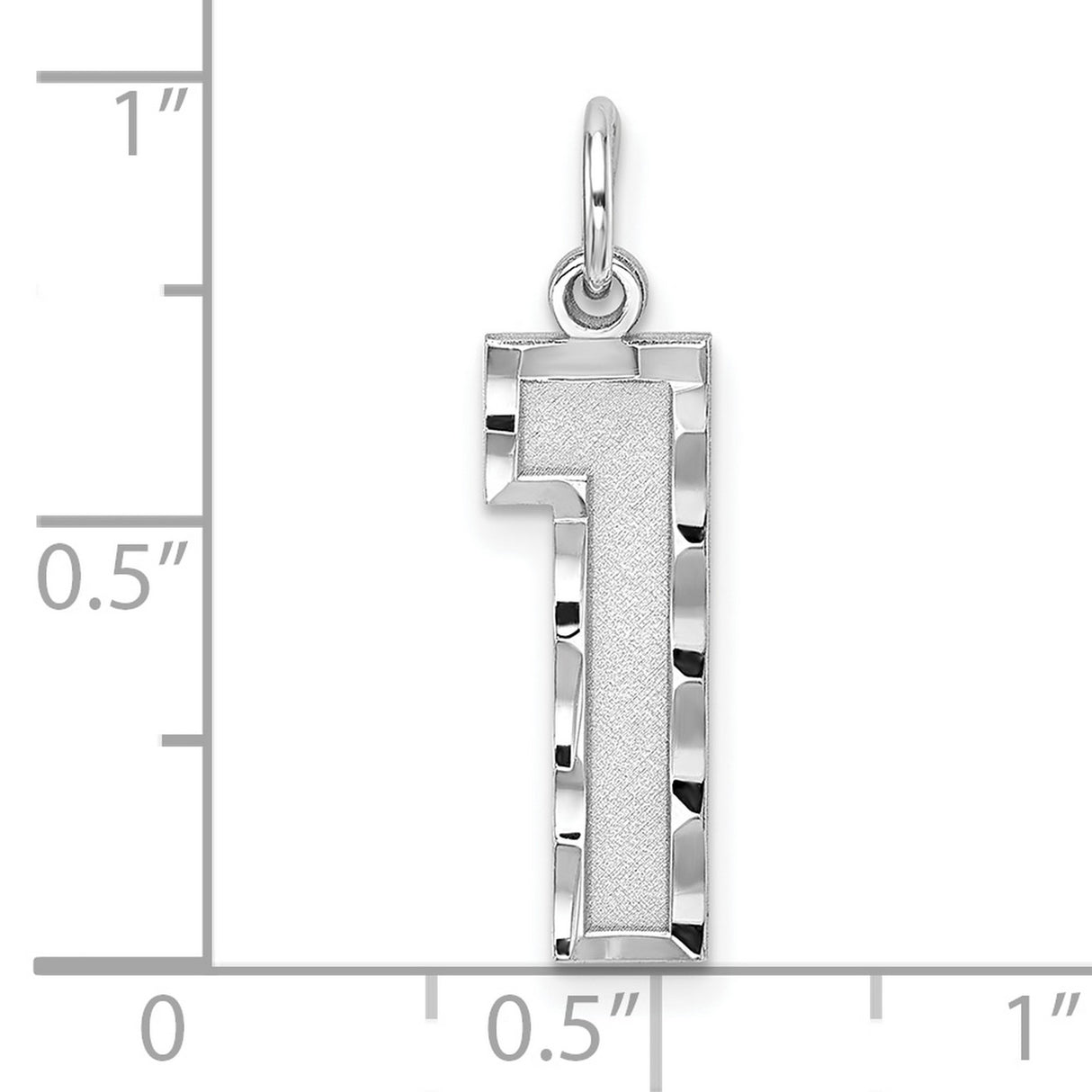 Sterling Silver Number One Pendant Charm with Textured Center and Polished Edge