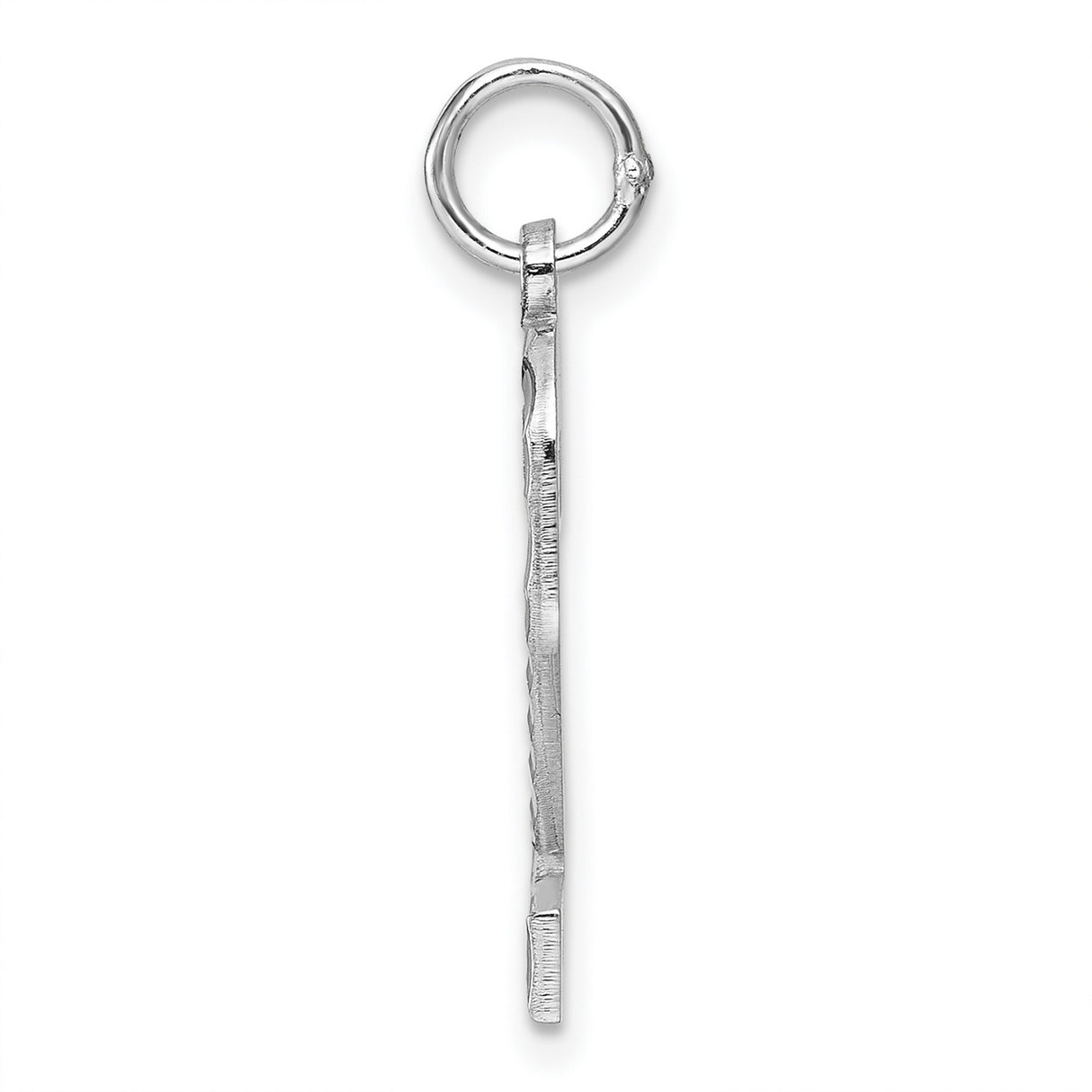 Sterling Silver Number Two Pendant Charm, Diamond Cut Polished Finish, Unisex