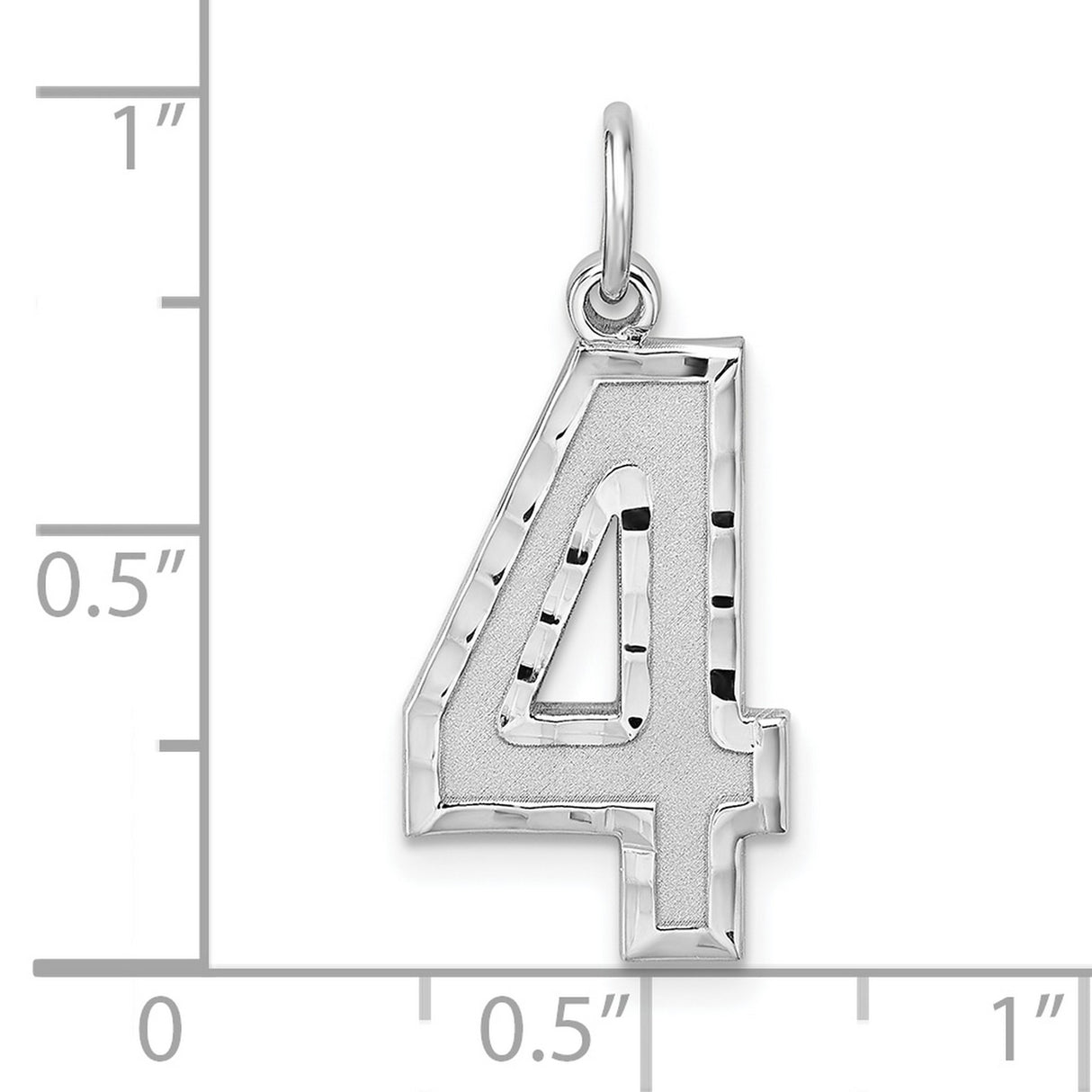 Sterling Silver Number 4 Pendant with Bold Cutout Design, Polished and Textured Finish