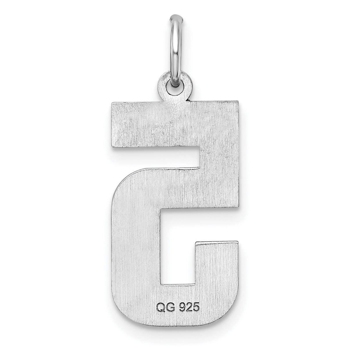 Sterling Silver Number Five Pendant with Textured Edge and Polished Finish, Unisex Charm