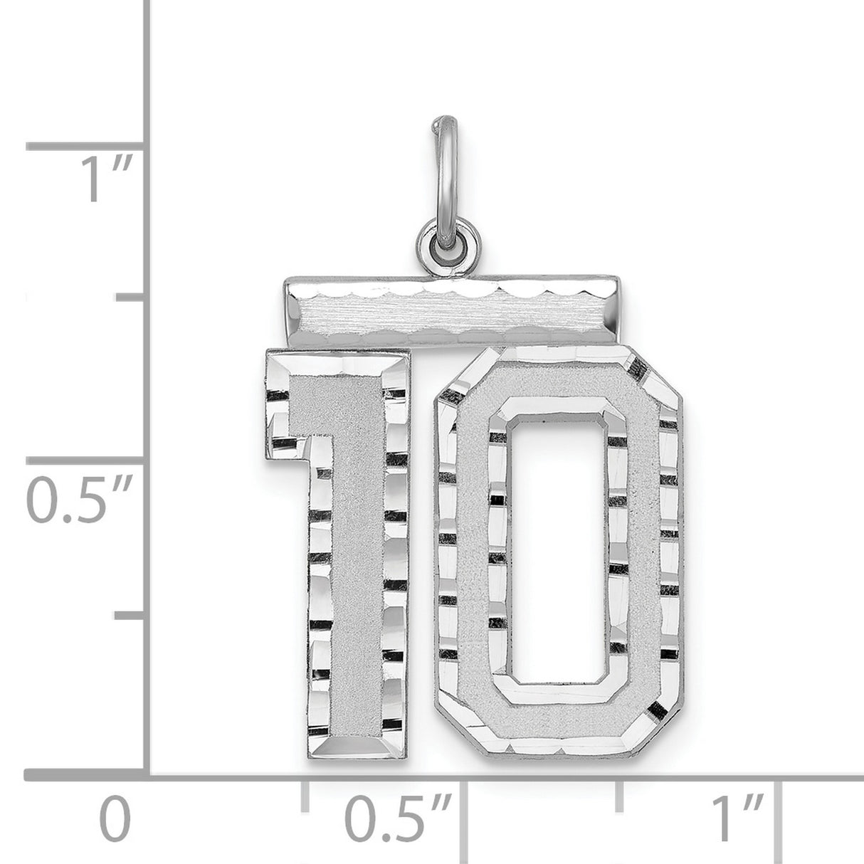 Large #10 Charm Pendant in Real 925 Sterling Silver