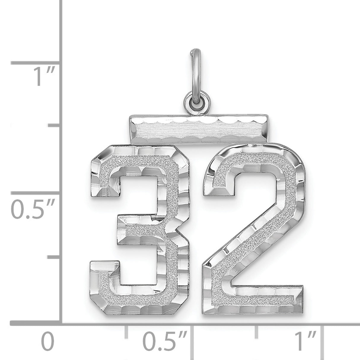 Large #32 Charm Pendant in Real 925 Sterling Silver