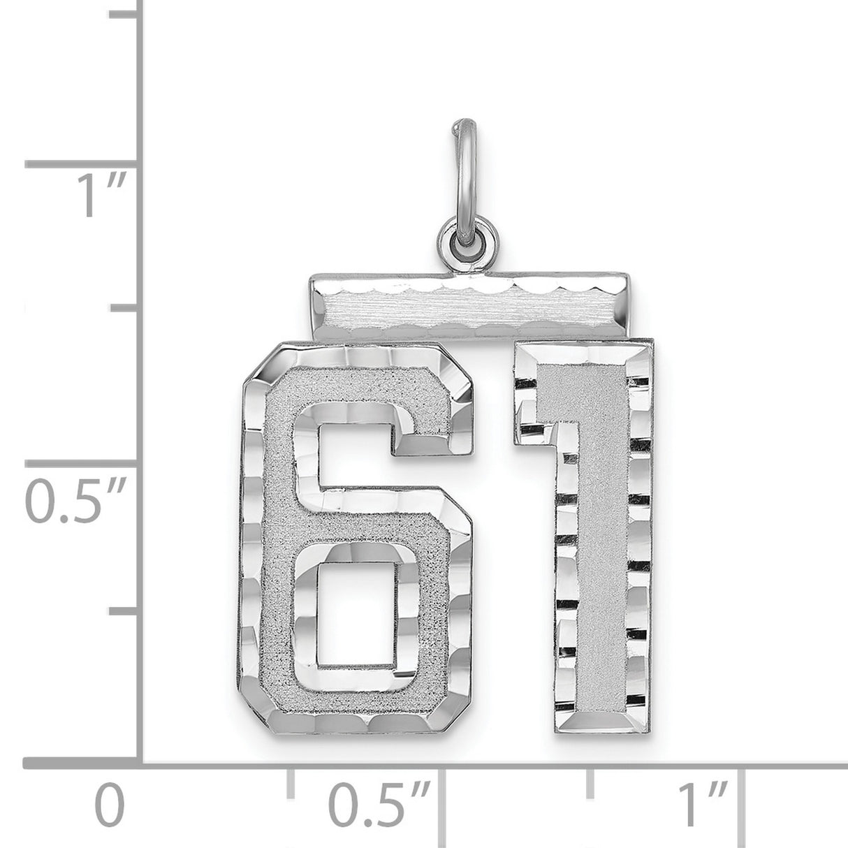 Large #61 Charm Pendant in Real 925 Sterling Silver