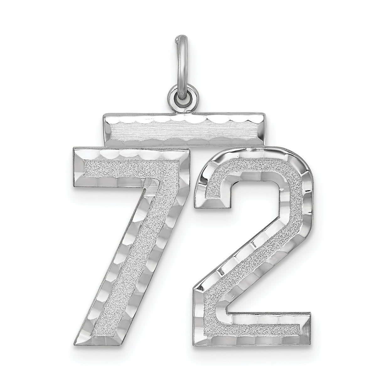 Large #72 Charm Pendant in Real 925 Sterling Silver