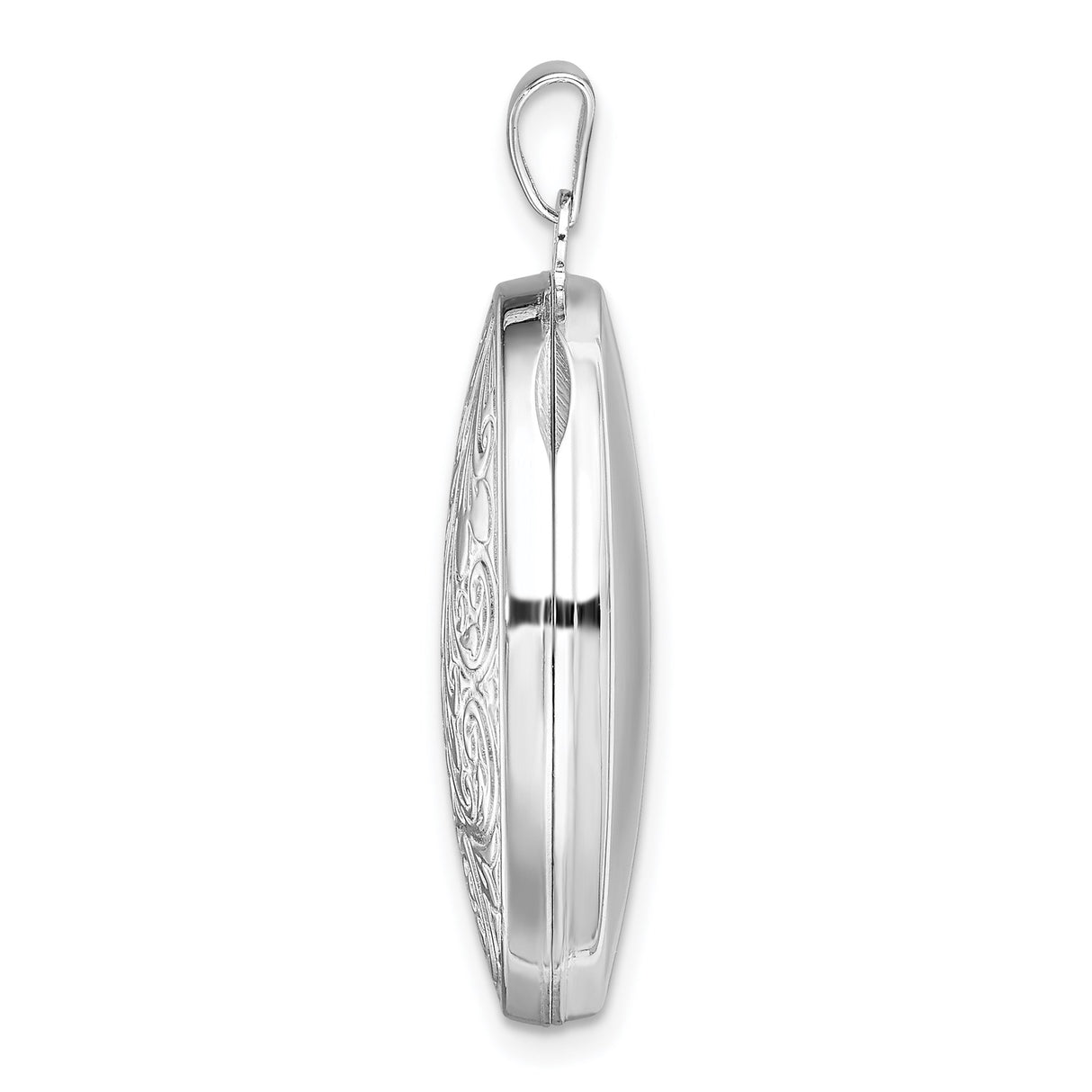Sterling Silver Oval Locket Pendant with Floral Engraving, Vintage Style Keepsake Jewelry for Women