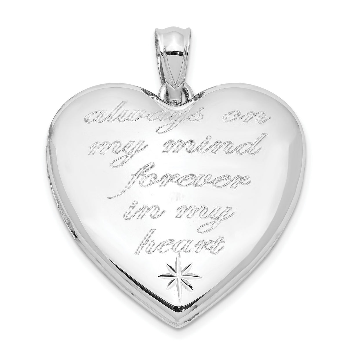 Sterling Silver Heart Locket Pendant with Starburst Design, Memorial Keepsake Jewelry for Women
