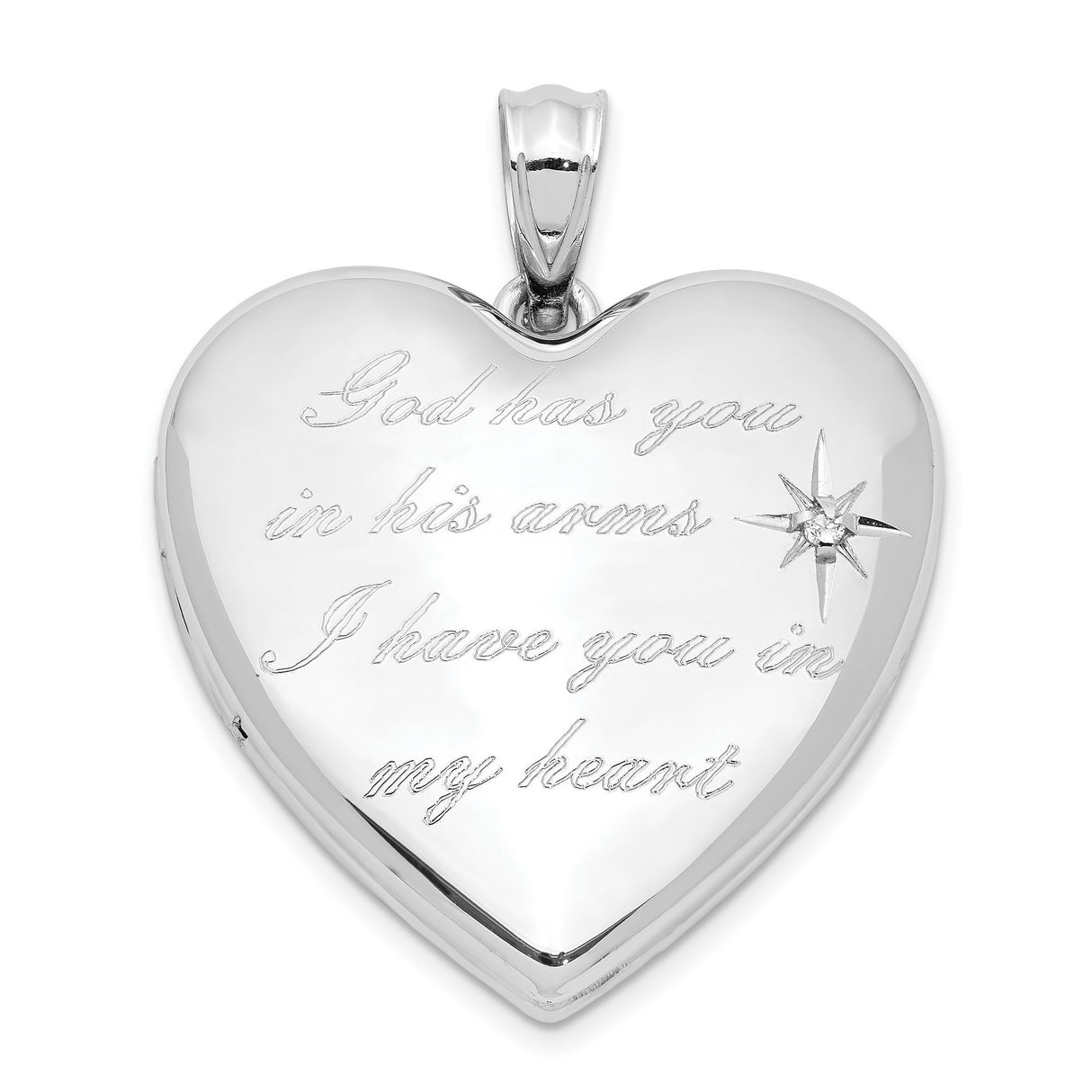 Sterling Silver Heart Pendant with Diamond Accent, Christian Memorial Jewelry for Women