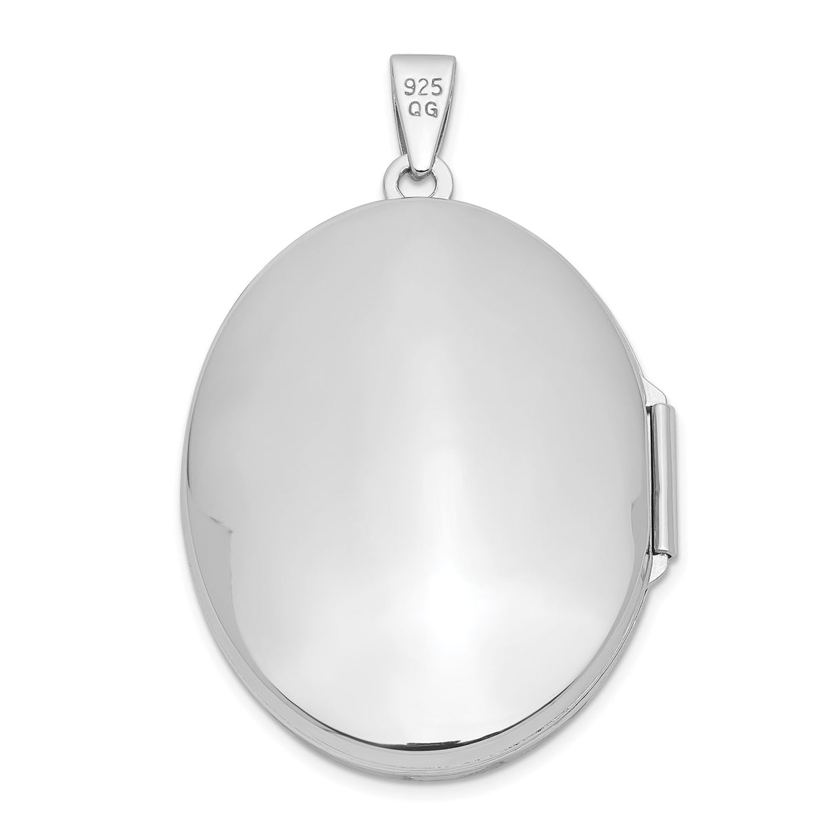 Sterling Silver Oval Locket Pendant with Polished Finish, Classic Keepsake Design for Women