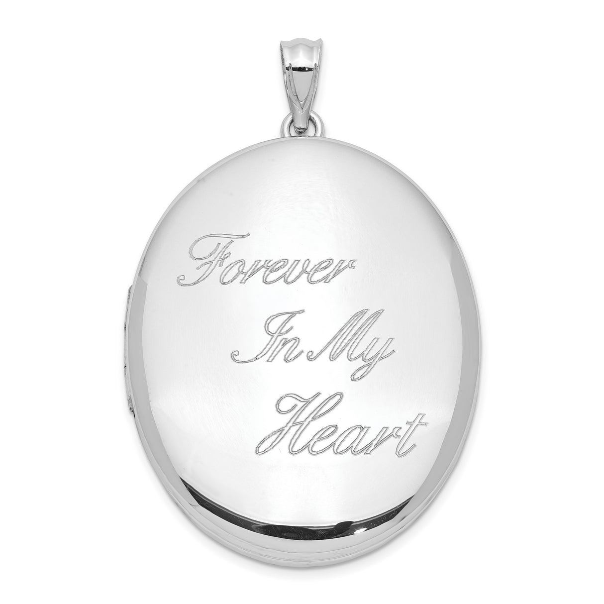Sterling Silver Oval Locket Pendant, Forever in My Heart Memorial Keepsake for Women