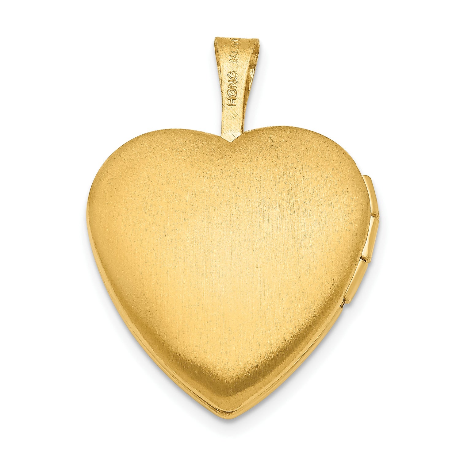1/20 Gold Filled Satin and Polished 2 Frame 15mm Heart Locket Charm Pendant in Real  Yellow Gold