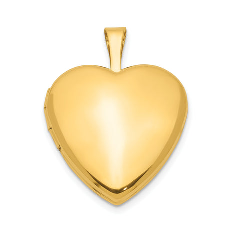 1/20 Gold Filled Satin and Polished 2 Frame 15mm Heart Locket Charm Pendant in Real  Yellow Gold