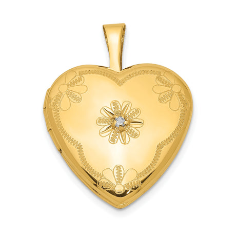 1/20 Gold Filled Diamond 2 Frame 15mm Heart Locket Charm Pendant in Real  Yellow Gold