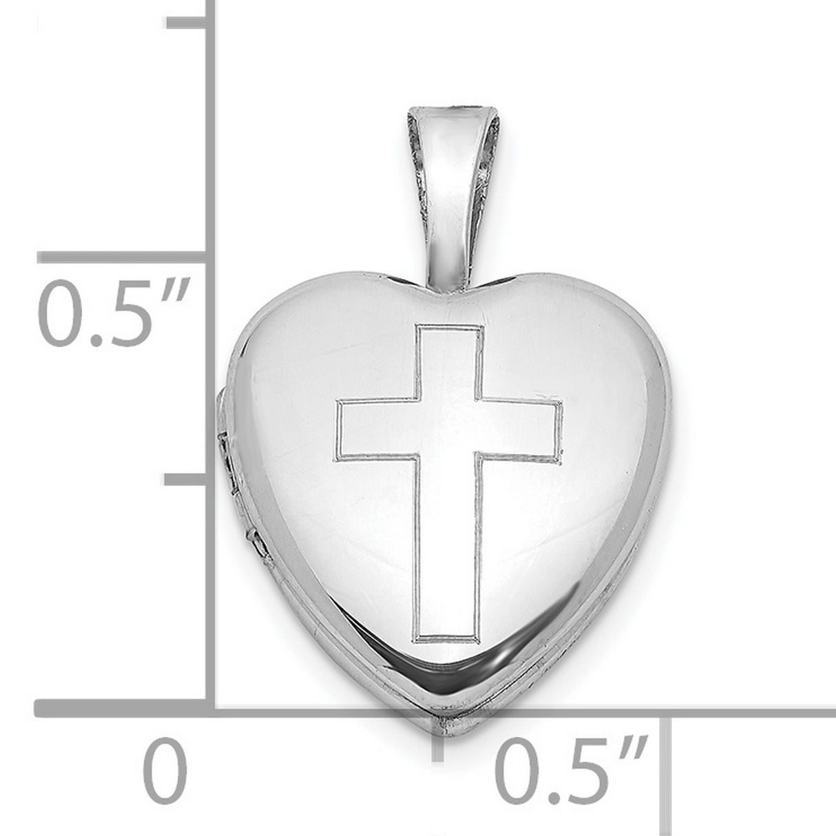 Sterling Silver Heart Locket Pendant with Etched Cross Design for Women